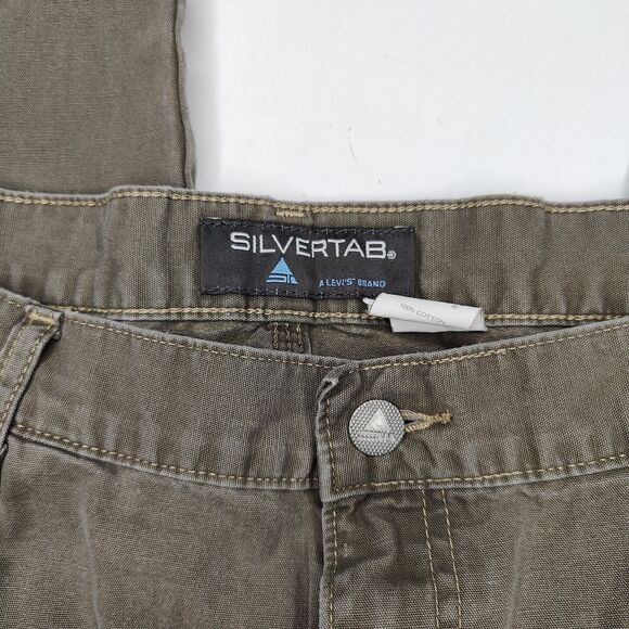 Vintage Levis Silvertab Carpenter Pants 34x27 Khaki Cotton Baggy Y2K - Picture 3 of 6